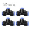 sourcing map Plastic Tee Push to Connect Tube Fittings 25/64"