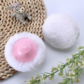 3Pcs Ultra Soft Fluffy Powder Puffs Round Face Body Cosmetic Powder Puff Loose Powder Puffs with Handle Beauty Puff Sponge, Pink