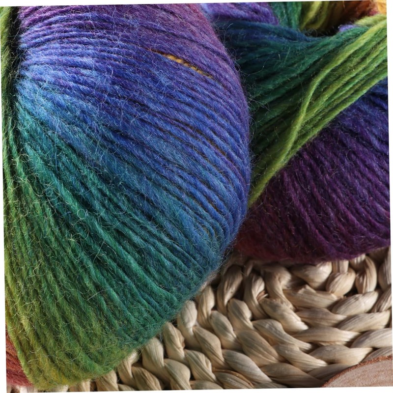 Tofficu 2pcs Knitting Yarn Wool Super Chunky Rainbow Yarn for