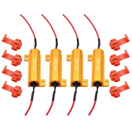 AUXLIGHT 4Pcs Quality 50W 6ohm Load Resistors - Fix LED Bulb Hyper Flash/Error Code, Turn Signal Fast Blinker (Resistors get very hot during working)