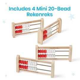 hand2mind 20-Bead Wooden Rekenrek Abacus, Colored Abacus for Kids Math, Wooden Counting Math Manipulatives, Bead Counters for Kids Math, Learn Counting and Numbers, Homeschool Supplies (Set of 4)