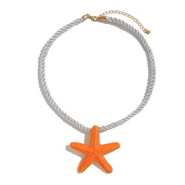 Nojess Starfish Necklace for Women Large Star Pendant Necklaces Beach Necklaces Statement Chunky Necklaces Summer Holiday Beach Party Jewelry (Orange Starfish Necklace)