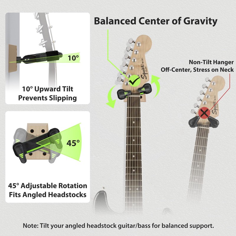 Guitar Wall Mount Autolock 2-Pack - Nitro Friendly Velvet Hook
