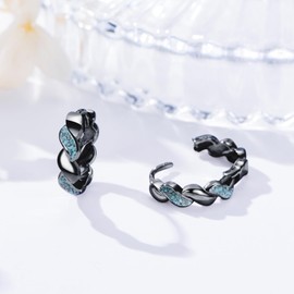 YYmqmq Black Turquoise Earrings for Women 925 Sterling Silver Turquoise Hoop Earrings Western Jewelry Gifts for Women Girlfriend Men