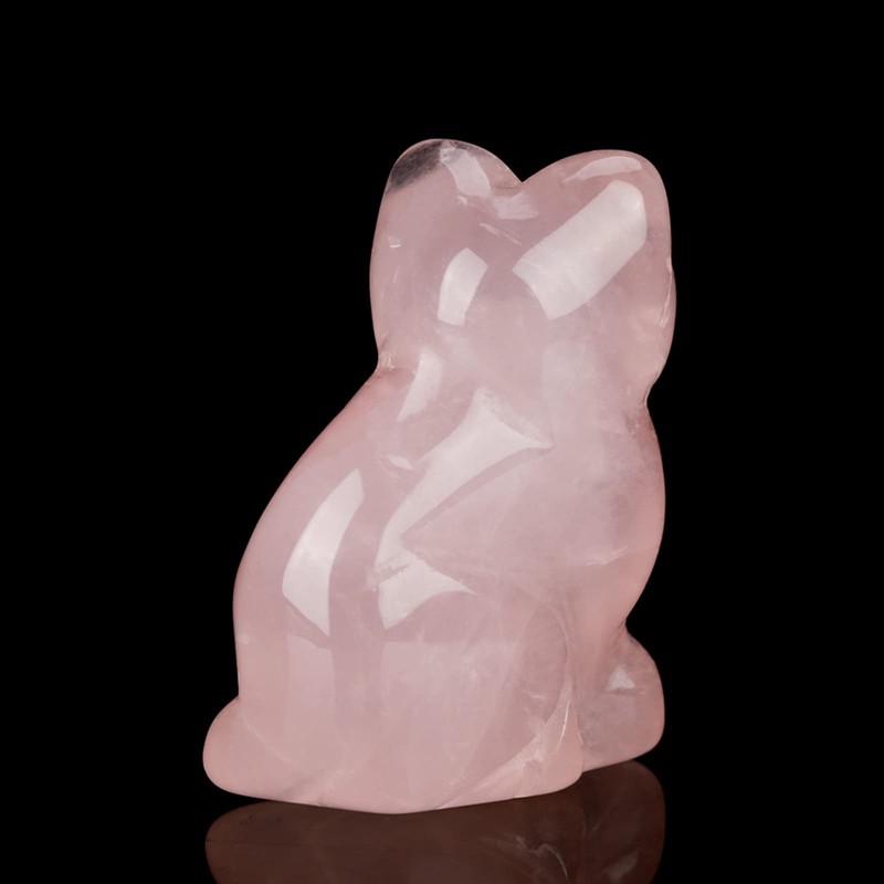 Rose Quartz Kitten, Rose Quartz Carved Kitten Shaped Decor Crystal