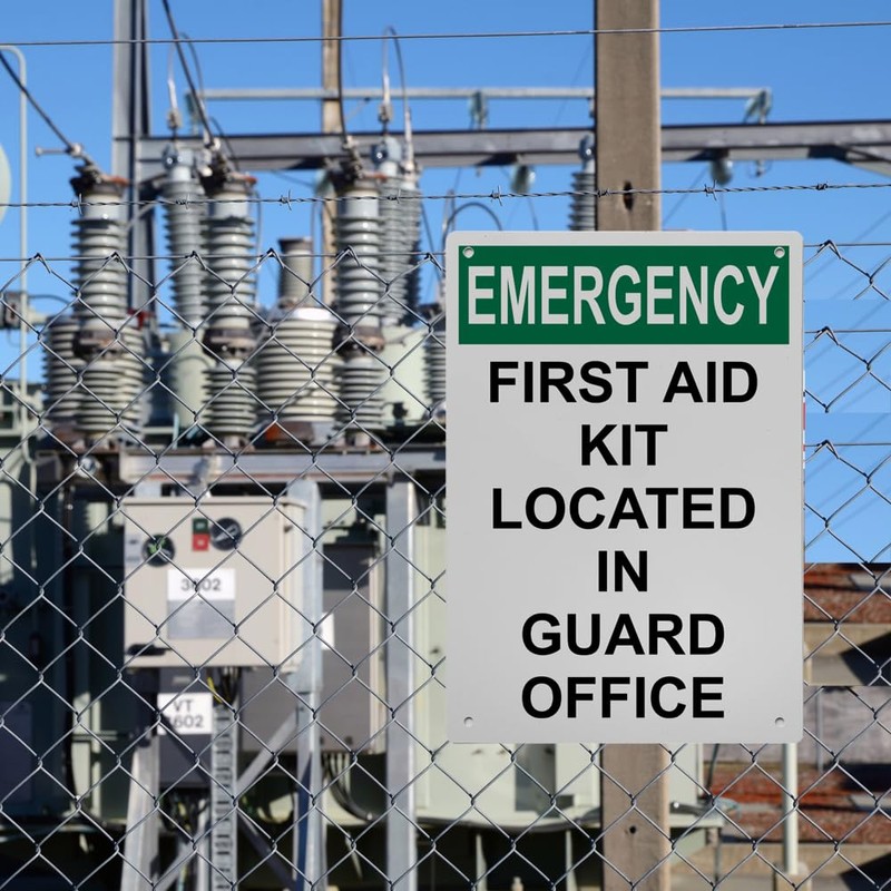 OSHA First Aid Kit Located In Guard Office Sign, 8.5