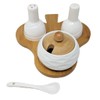 Ceramic Condiment Set with Bamboo Base – Salt and Pepper