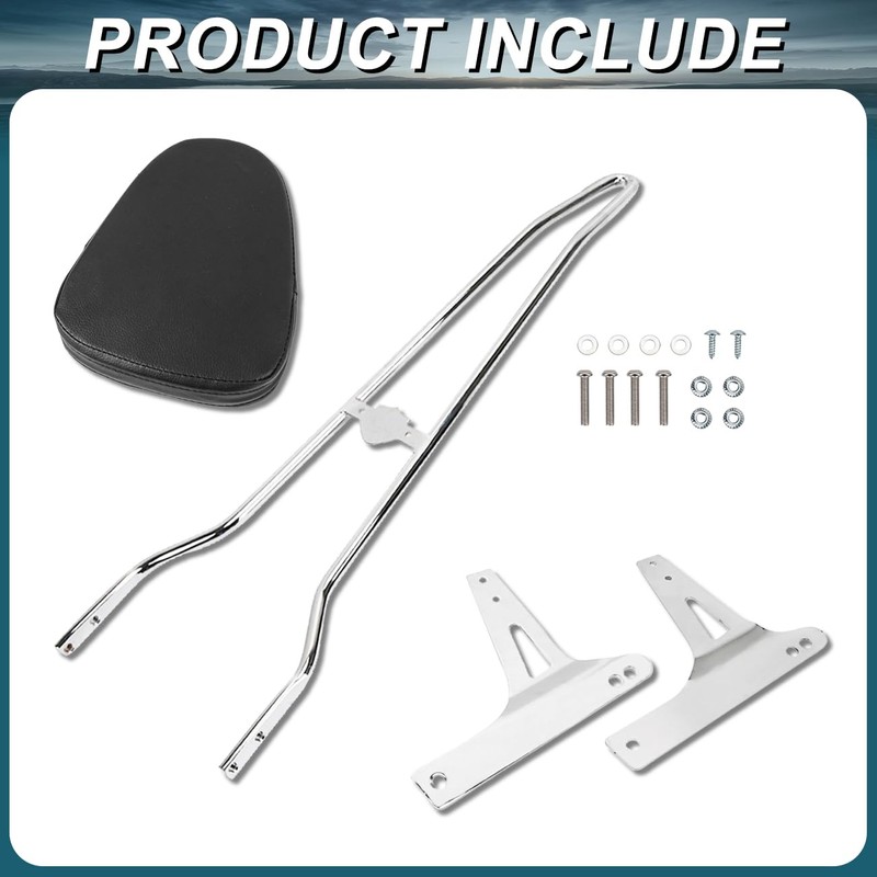 AUFER Detachable Chrome Passenger Backrest Sissy Bar With Backrest Pad