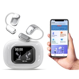 Xmenha Over The Ear Language Translator Earbuds AI Headphones Live Language Translation Earbuds Real Time Open Ear Buds Headphones Wireless Bluetooth Touch Screen Translate Translating Earbuds