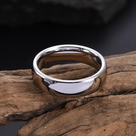 Hioleegi Men Wedding Ring 6mm Silver Tungsten Carbide Wedding Bands Polished Anti-Scracth and Durable Engagement Promise Rings Comfortable Fit Size 9