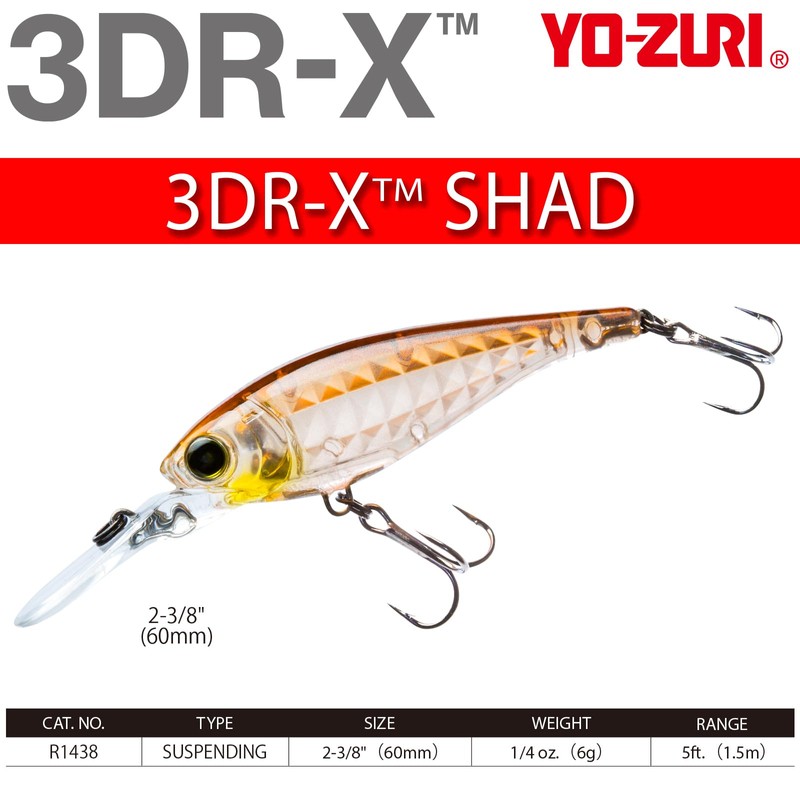 Yo-Zuri Bass Lure 3DR-X Shad (SP) 2.4 in (60 mm)