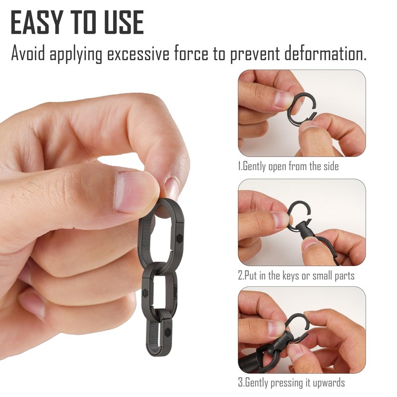 KeyUnity Titanium Carabiner Keychain, Key Ring Clips, Keyring, Key Chains