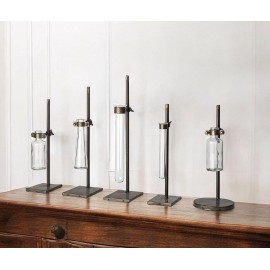 HomeRoots Set of Two Dark Brown Abstract Cylinder Metal Table Vase