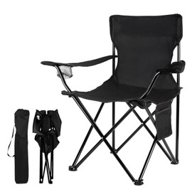 Damei century Portable Camping Chairs Enjoy The Outdoors with a Versatile Folding Chair, Sports Chair, Outdoor Chair & Lawn Chair, with Side Pockets Black