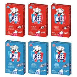 Icee Paquete Variado De 6 Sobres Individuales Para Llevar (3 De Cada Uno): Cereza Y Frambuesa Azul. Mezcla De Bebida En Polvo Sin Azúcar. 6 Sobres Por Caja. 36 Porciones
