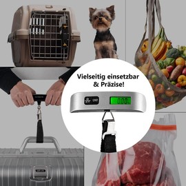 IMEX Digital Luggage Scale with LCD Display 50kg Capacity Silver
