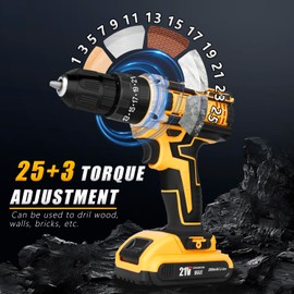 JENABOM Cordless Drill Tool Kit Set: 21V Power Drill Tool Box with Battery, 2-Speed, 42N.m Max, Electric Screwdriver Driver for Men Home Hand Repair Basic Toolbox Tools Sets Drills Case