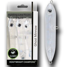 Catfish Rattling Line Float Lure for Catfishing, Demon Dragon Style Peg for Santee Rig Fishing, 4 inch (3-Pack, Ghost Minnow)