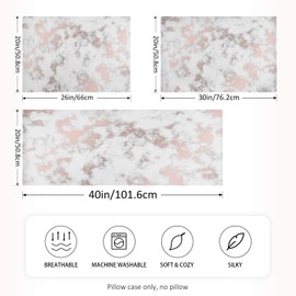 Blueangle Rose Gold Marble Satin Pillowcase for Hair and Skin Silk Pillowcase, Queen Size(20x30 inches) - Slip Cooling Satin Pillow Covers with Envelope Closure