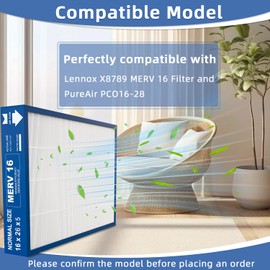 MERV 16 Filter Compatible with Lennox X8789 Filter Replacement PCO16-28 Air Purifier Cleaner - 16" x 26" x 5"