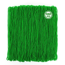 100 PCS St Patricks Day Beads Necklace, Mrdi Gras Beads Bulk, 33 Inches Round Beads Necklace Accessories Set, Luck Irish Beads Parade Throw Accessories for Mardi Gras St Patricks Day Party Favors