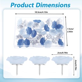 WJIAAA 30 Pcs Flower Push Pins, Cute Push Pins for Cork Board Rose Decorative Pin Thumb Tack Decorative for CorkBoard Office Organization School or Home