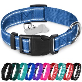 TECEUM Reflective Pet Collar – Navy Blue – M – Basic Nylon Dog Collar – Quick Release Buckle – Fits Small, Medium and Large Dogs, Puppies, Cats – ESA & Service Dog Options