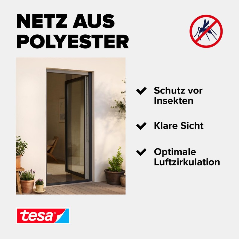 Tesa Fly Screen Standard Velcro for Doors Anthracite 2 x