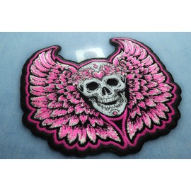 Ivamis Pink Angel Wings Skull Patch- 4x4 inch - P7785
