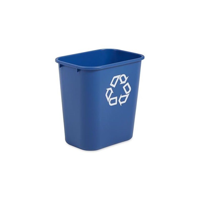 Rubbermaid Commercial Products Deskside Recycling Can, 7-Gallon/28-Quart, Blue Recycling Symbol,