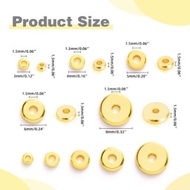 TMMATE - 200 abalorio espaciadoras de disco plano de latón chapado en oro de 18 quilates para pulseras de bricolaje, fabricación de collares y joyas (oro, 6 mm)