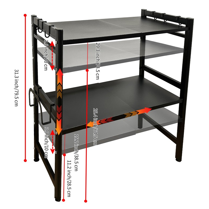 ifory 3-Tier Microwave Oven Rack, 15.7~23.6" Expandable Microwave Stand, Countertop