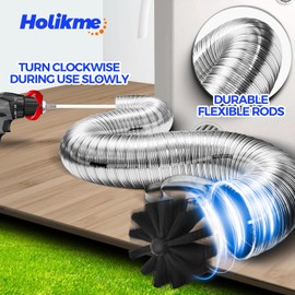 Holikme 50Feet Dryer Vent Cleaner Kit - Flexible Lint Brush with Drill Attachment, Extends up to 50Feet for Fireplace Chimney & Dryer Vent Cleaning,Use with or Without a Power Drill