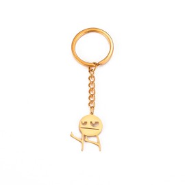 Dreamtimes Skeleton Smiley little Man Sign Language Keychain Finger Medium Stickman Keychain Scornful little man Keychain (GOLD)