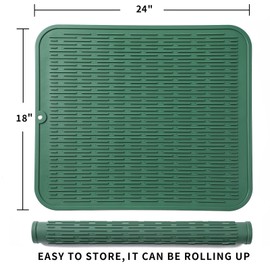 MicoYang Silicone Dish Drying Mat for Multiple Usage,Easy clean,Eco-friendly,Heat-resistant Silicone Mat for Kitchen Counter or Sink,Refrigerator or Drawer Liner Green 2XL 24 inches x 18 inches