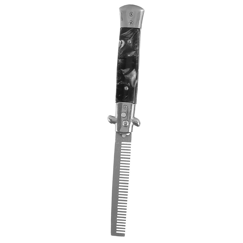 1PC Stainless Steel Switchblade Spring Pocket Oil Hair Comb Foldable