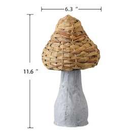 XQXJJZSP Farmhouse Rattan Outdoor Mushroom Decor 6 X 12 Inch, Small Wicker Mushroom Statues for Yard and Garden, Boho Coastal Woven Mushrooms Table Nature Decor for Kitchen Bedroom Living Room