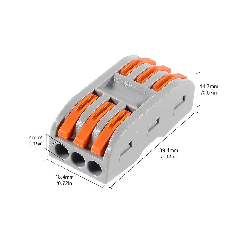 DIANN 10pcs Lever Wire Connectors 3 Circuit Inline Splices Electrical