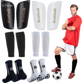8 Piezas Espinilleras de Futbol y 2 Pares Calcetines Antiderrapantes de Deportivos Futbol para Hombre,2 Sets de Protección de Piernas de Fútbol,Protección de Cojín EVA,para Adolescentes,Adultos