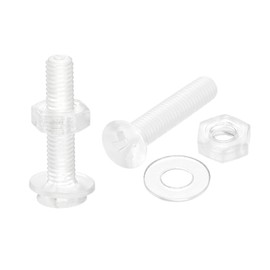 sourcing map 20 Sets Phillips Machine Screws M3 x 16 mm Plastic with Nuts and Washers PC Flat Head Machine Screws Transparent
