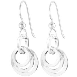 Sterling Silver Earrings For Women - Small Silver Dangle Loop Earrings for Women Trendy - Simple Circle Designer Dangling Earrings