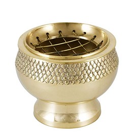 NKlaus Incense Bowl Solid Brass with Strainer Removable Diameter 6 cm Incense Bowl Gold for Frankincense Herbs and Resins 5 cm High Decoration 2175
