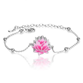 Lotus Flower Urn Bracelet Sterling Silver for Storing Ashes Keepsake Memorial Jewellery for Ceremonies Gifts for Women, Sterling Silver, No gemstone