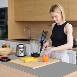 Food Grade Silicone Table Protector Mat 47x24 Inch, Heat Resistant Desk Pad for Baking/Painting/Resin/Welding, Non-Slip Waterproof Surface Easy Clean (3 Colors) (Gray)