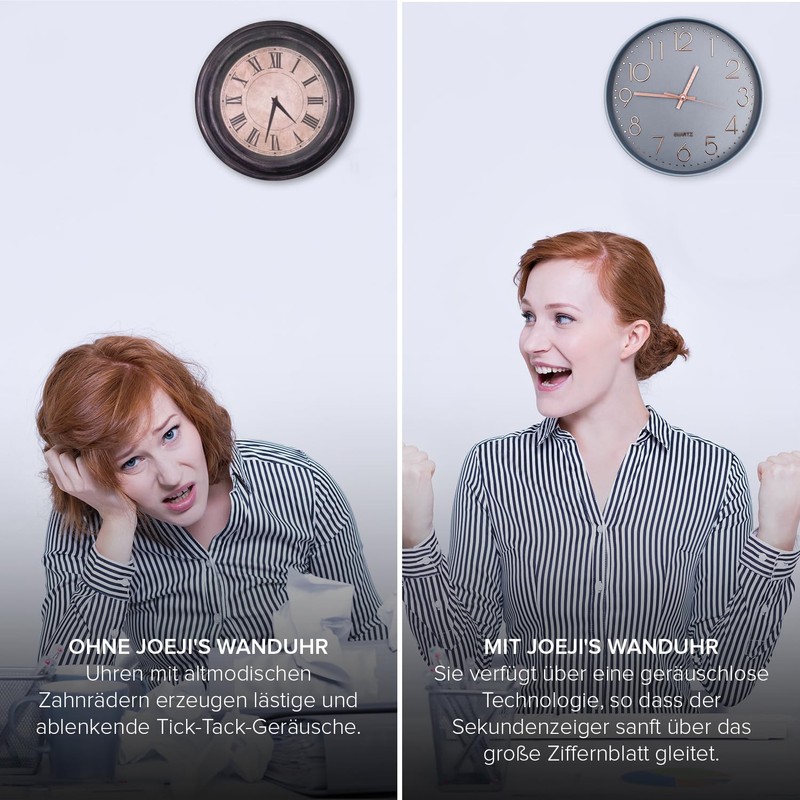 Joejis 30cm Kitchen Wall Clocks, Silent Wall Clock Non-Ticking Sweep