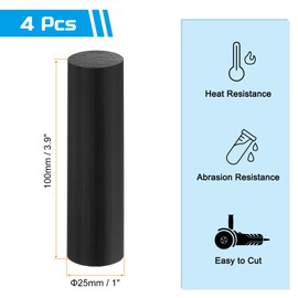 MECCANIXITY ABS Plastic Rod Round Solid Bar 25 mm x 100 mm Black for DIY Model Material, Architectural Model Making, DIY Sand Table, Pack of 4