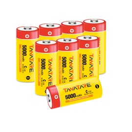 Tanatare Rechargeable C Batteries High Capacity 5000mAh 8 Pack NiMH C Size Battery