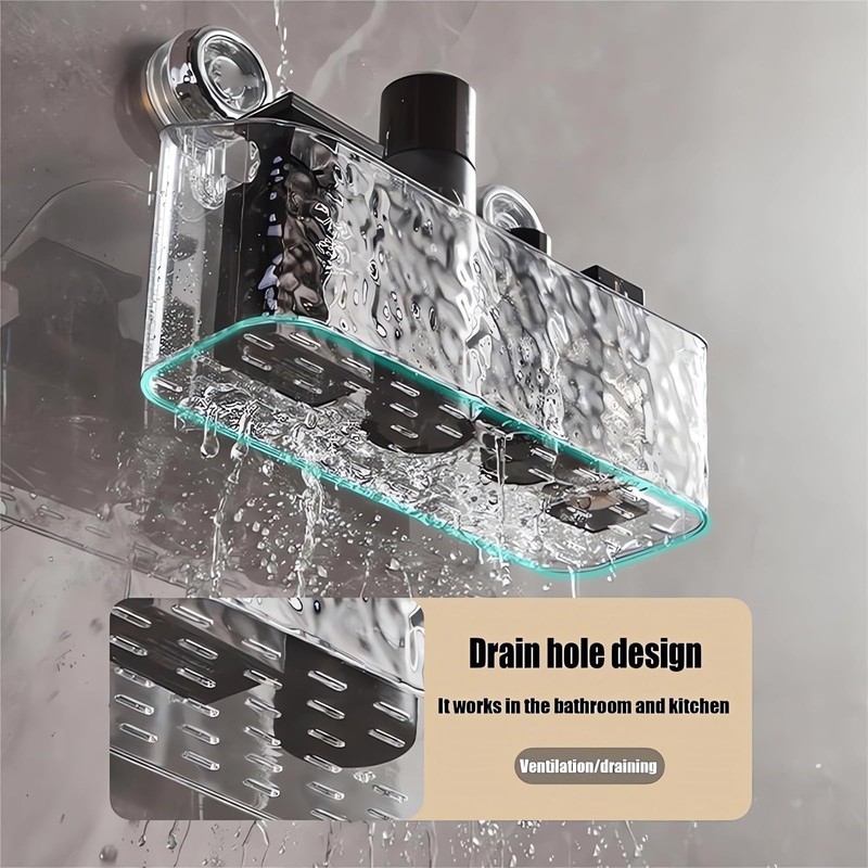 Corrugated Suction Cup Storage Holder Corner Shower Caddy Large Organizer