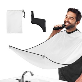 LOHASTOUR - Delantal para barba, regalo para hombres, material antiadherente impermeable, día del padre, día de San Valentín, relleno de calcetines de Navidad para novio, marido, blanco