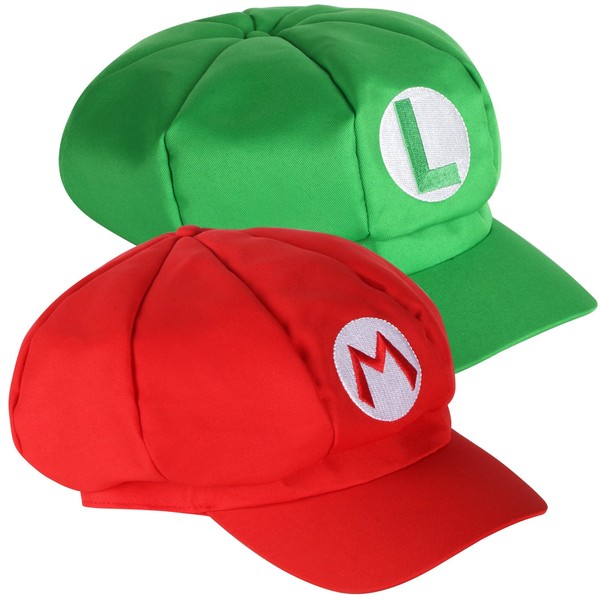 TRIXES Set of 2 Mario and Luigi Caps - Red